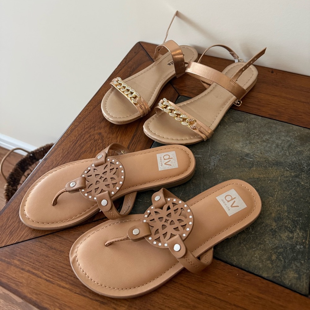 DV by Dolce Vita Women's Gold and Tan Sandals both for $30